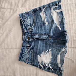 American Eagle Distressed Denim Shorts - Blue